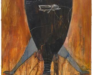 239 Juan Carlos Quintana (b. 1964) "Which Way?," 2001 Oil on canvas Signed and dated verso: Juan Carlos Quintana / 01 / Which Way 18 1/4 x 12 1/4 in. Estimate: $300 - $500