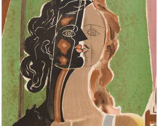 22 Georges Braque (1882-1963) "Figure (Fragment)," one plate from "Verve," Vol. II, No. 5-6, 1939 Lithograph in colors on wove paper From the edition of 2000 Unsigned as issued; with the usual printed text, verso; Mourlot, Paris, France, prntr.; Editions de la Revue Verve, Paris, France, pub. Image/Sheet: 14 x 10 in. Estimate: $200 - $300