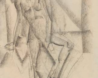 317 Norman Chamberlain (1887-1961) Cubist nude woman Charcoal on paper Signed lower right: N. Chamberlain 22 1/2 x 16 5/8 in. Estimate: $500 - $700