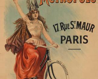95 Charles Tichon (19th/20th Century) "Acatène Métropole," c. 1895 Lithograph in colors on paper laid to paper With the signature printed as part of the image; Kossuth & Cie, Paris, France, prntr. Sheet: 50 1/2 x 36 1/2 in.; Mount: 53 x 39 in. Estimate: $500 - $700