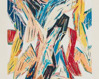 74 Charles "Chuck" Arnoldi (b. 1946) Untitled, 1990 Screenprint in colors on wove paper Edition: 168/200 Signed, dated, and numbered in pencil in the lower margin: Arnoldi 1990 Image: 22 1/2 x 21 1/8 in.; Sheet: 28 1/4 x 25 in. Estimate: $400 - $600