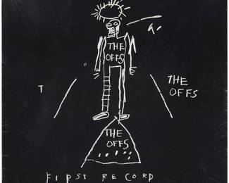 111 After Jean-Michel Basquiat (1960-1988) and The Offs "First Record," 1984 (2008 Reissue) Vinyl LP From the edition of 900 Black vinyl in printed cardstock jacket Height 12 3/8 in., width 12 3/8 in. Estimate: $300 - $500