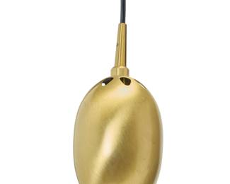 223 A Holtkötter Leuchten hanging light, model 5101/1 BB Early 21st century With applied factory paper label The single-light pendant with gold-toned metal shade and conforming escutcheon plate, electrified Total length 54 3/4 in., shade diameter 3 3/8 in., escutcheon diameter 4 3/4 in. Estimate: $100 - $200