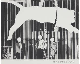 157 John Baldessari (1931-2020) "Tiger with No Stripes" poster, 2017 Offset lithograph on 80 lb smooth cover Lynx opaque ultra paper From the edition of unknown but presumably large size With the artist's signature printed as part of the image; The Museum of Contemporary Art Store, Los Angeles, CA, pub. Image/Sheet: 20 x 24 in. Estimate: $200 - $300