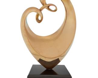 28 Kieff Antonio Grediaga (b. 1936) "Genesis #6" Polished bronze on black marble plinth Edition: 7/9 With etched signature and edition: Kieff Bronze height 15 1/8 in., width 9 7/8 in., depth 4 7/8 in.; overall height 18 1/4 in., width 9 7/8 in., depth 7 in. Estimate: $800 - $1,200