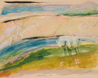 190 James Jarvaise (1924-2015) "Hudson River School Series W2," 1960 Gouache with pencil on paper Signed and dated lower center: Jarvaise / '60; titled and dated on a typewritten gallery label affixed to the frame's backing paper Sight: 9 1/2 x 14 3/8 in. Estimate: $500 - $700