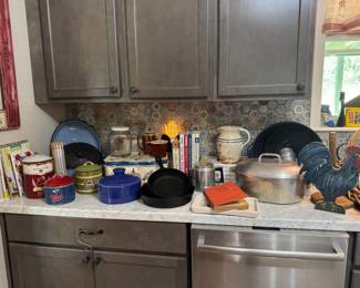 Vintage roaster, cookbooks, Marshal Pottery, more