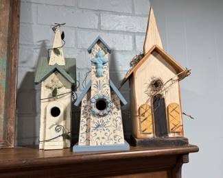 Wood  birdhouses. 