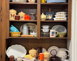Pyrex, FireKing,  WagnerWare and blue roasters, pottery, ironstone, Hull, MarCrest. 