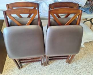 Set of 4 Folding Upholstered Wood Chairs