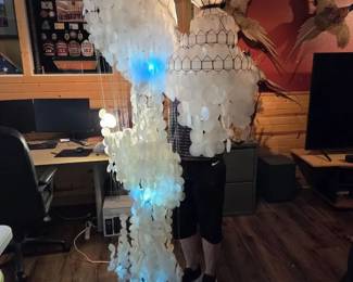 Capiz Shell Chandelier with Matching Decorative Shell Hanging Accent