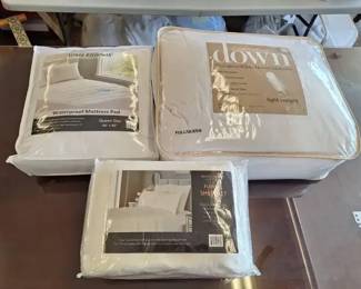 Queen Bedding Collection with Down Comforter, Sheet Set Mattress Pad