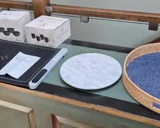 Home Entertaining Collection with Warming Tray, Marble Board Yellowstone Stoneware