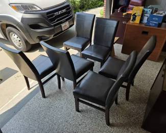 Set of 6 Contemporary Espresso Upholstered Dining Chairs