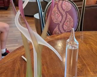 Contemporary Art Glass Crane Sculpture Galileo Thermometer