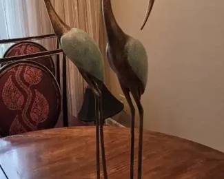 Pair of Contemporary Metal Crane Sculptures