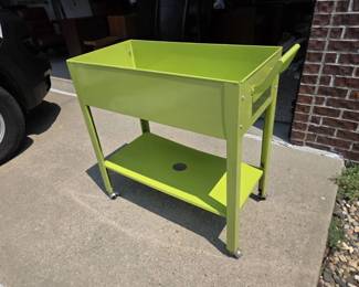 Lime Green Rolling Patio Cart with Bottom Shelf
