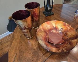 Decorative Metallic Glass Vases, Bowl Accent Dish 4 Pieces