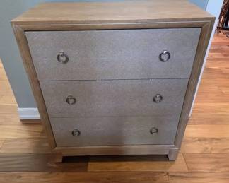 Contemporary ThreeDrawer Accent Chest with Textured Faux Leather Drawer Fronts