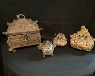 Brass Jewelry Box / Satsuma incense burners