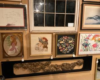 Lots of are: embroidery, needlepoint, abstract, Icart