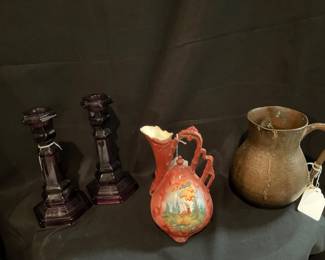 Purple amethyst candle holder, Lil Bo Peep Vase, Ancient pitcher