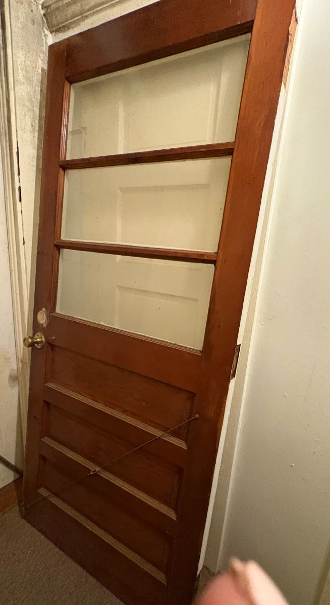 Solid wood door with horizontal glass inserts