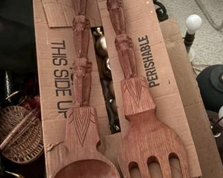 large wooden spoon and fork