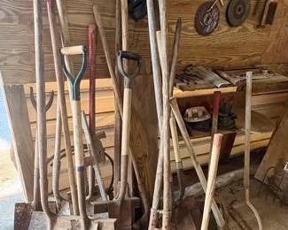 Old tools with wooden handles