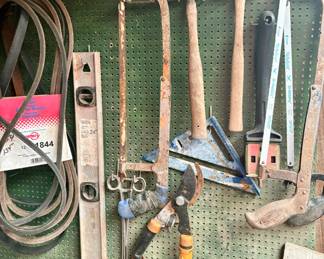 old tools with wooden handles
