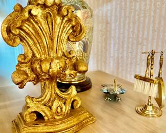 Antique carved wooden gilt fragment
