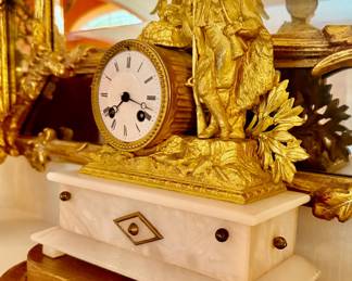 19th C French Gilt Bronze Mantel Clock by Philippe Mourey