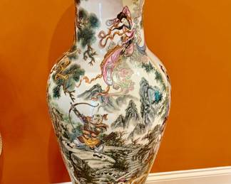 An Excellent Monumental Chinese Qing Dynasty Famille Verte Floor Palace Vase…PAIR AVAILABLE