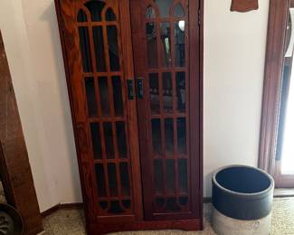 Slender Mission Style Cabinet, crock