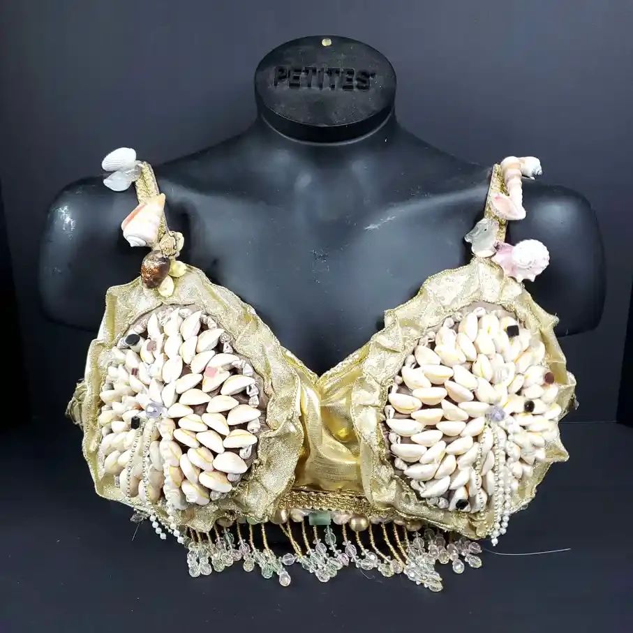 Hand Crafted Beaded Seashell Mermaid Bra