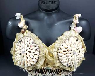 Hand Crafted Beaded Seashell Mermaid Bra
