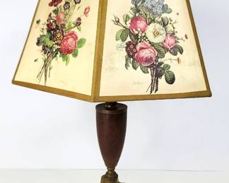 Mid Century Cottage Core Wood Brass Lamp