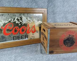 Coors Bar Mirror  Wooden Crate