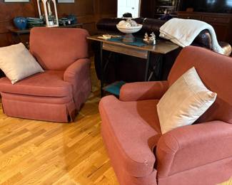 Pair of comfortable and clean occasional chairs.