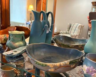 A small clip of the many Roseville and Van Briggle pottery available