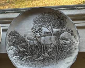 Wendell August Forge Hammered Aluminum Deer Scene