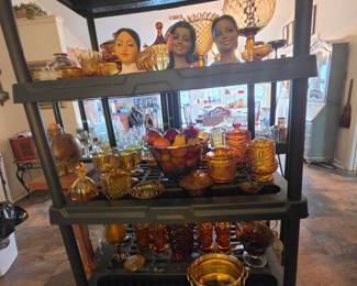 Amber glass, silverplate