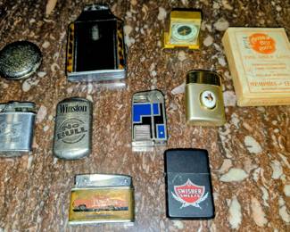 Cigarette lighters, deck of cards from Cotton Belt Railroad