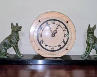 Art deco mantle clock set (3 pieces)