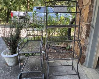 Wrought iron cart & shelf