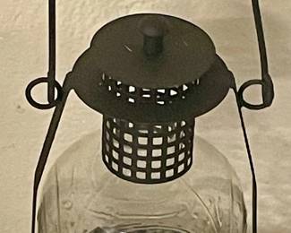 BLACK METAL & GLASS RUSTIC CANDLE LANTERN