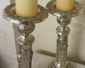 TALL SILVERPLATE ALTER CANDLESTICKS