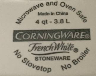 LARGE OVAL CORNING WARE FRENCH WHITE 4-QT. CASSEROLE DISH/LID