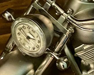 MOTORCYCLE FIGURE WITH CLOCK "HEADLIGHT"