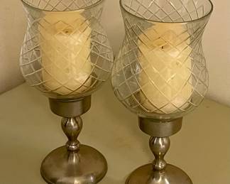 ETCHED GLASS CANDLE HOLDERS
